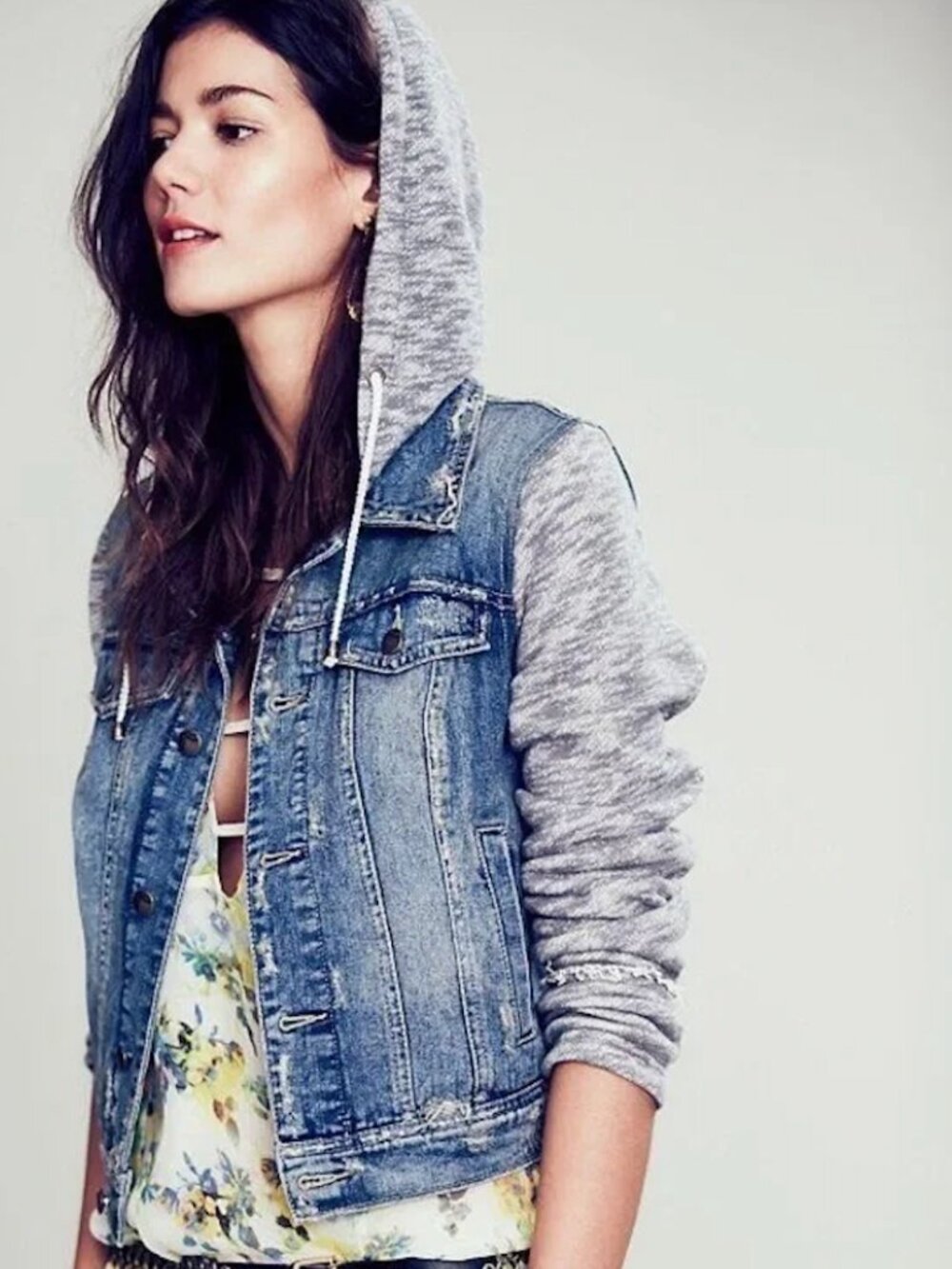 Free People Jean Jacket with Heather Gray Sleeves